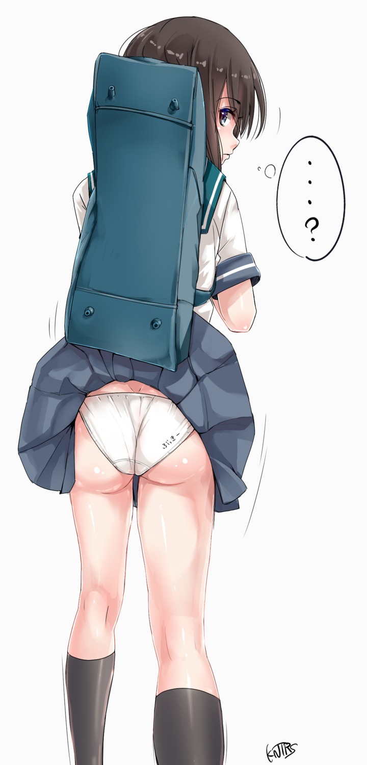 ass fubuki_(kancolle) kantai_collection kntrs_(knyrs) pantsu seifuku skirt_lift