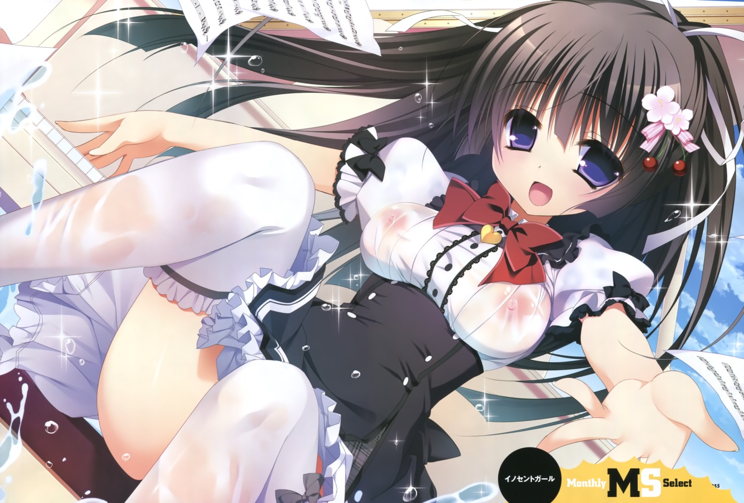 front_wing innocent_girl nanaca_mai nanami_hinako nipples no_bra see_through seifuku thighhighs