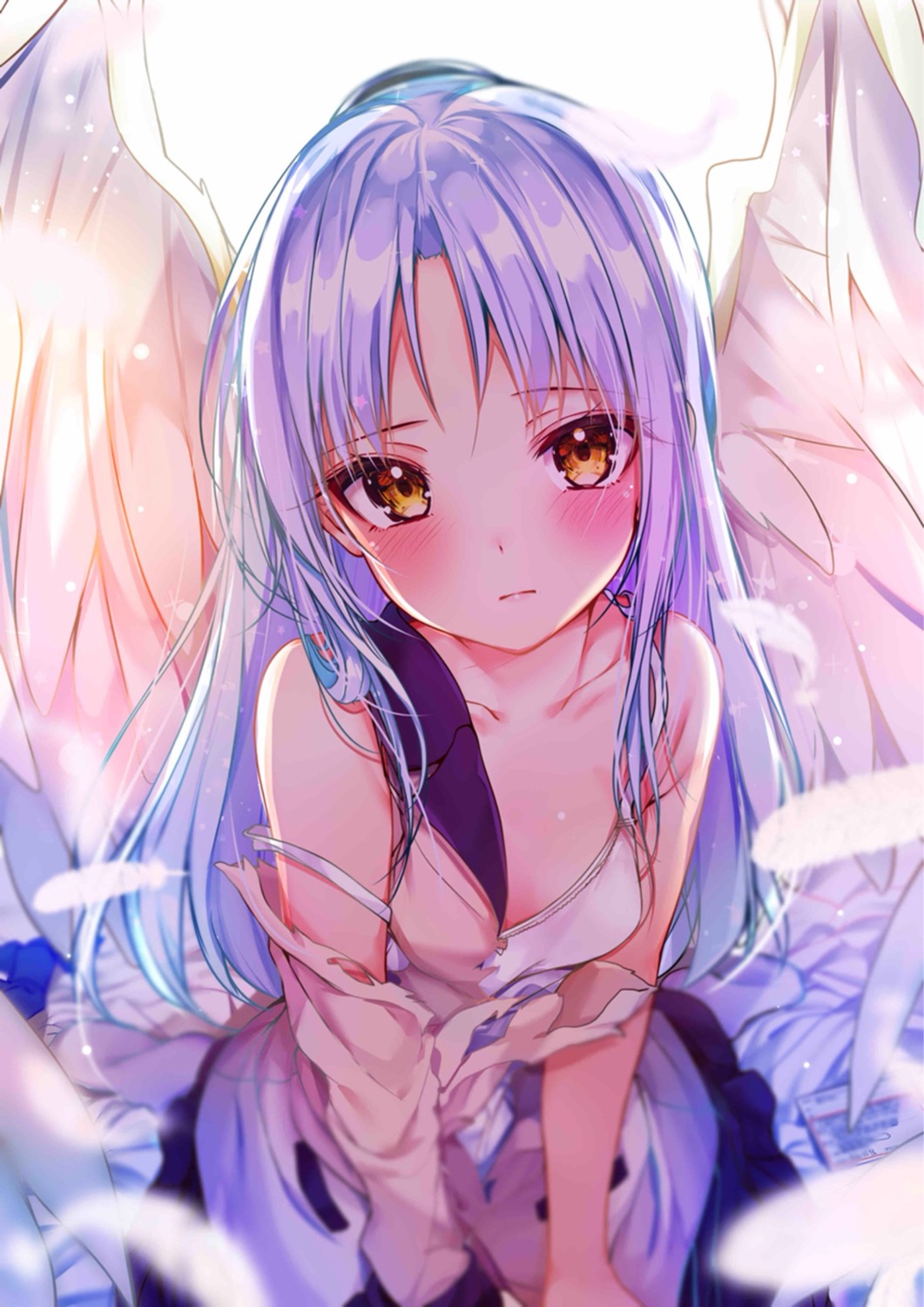 angel_beats! lingerie rouka seifuku tachibana_kanade torn_clothes wings