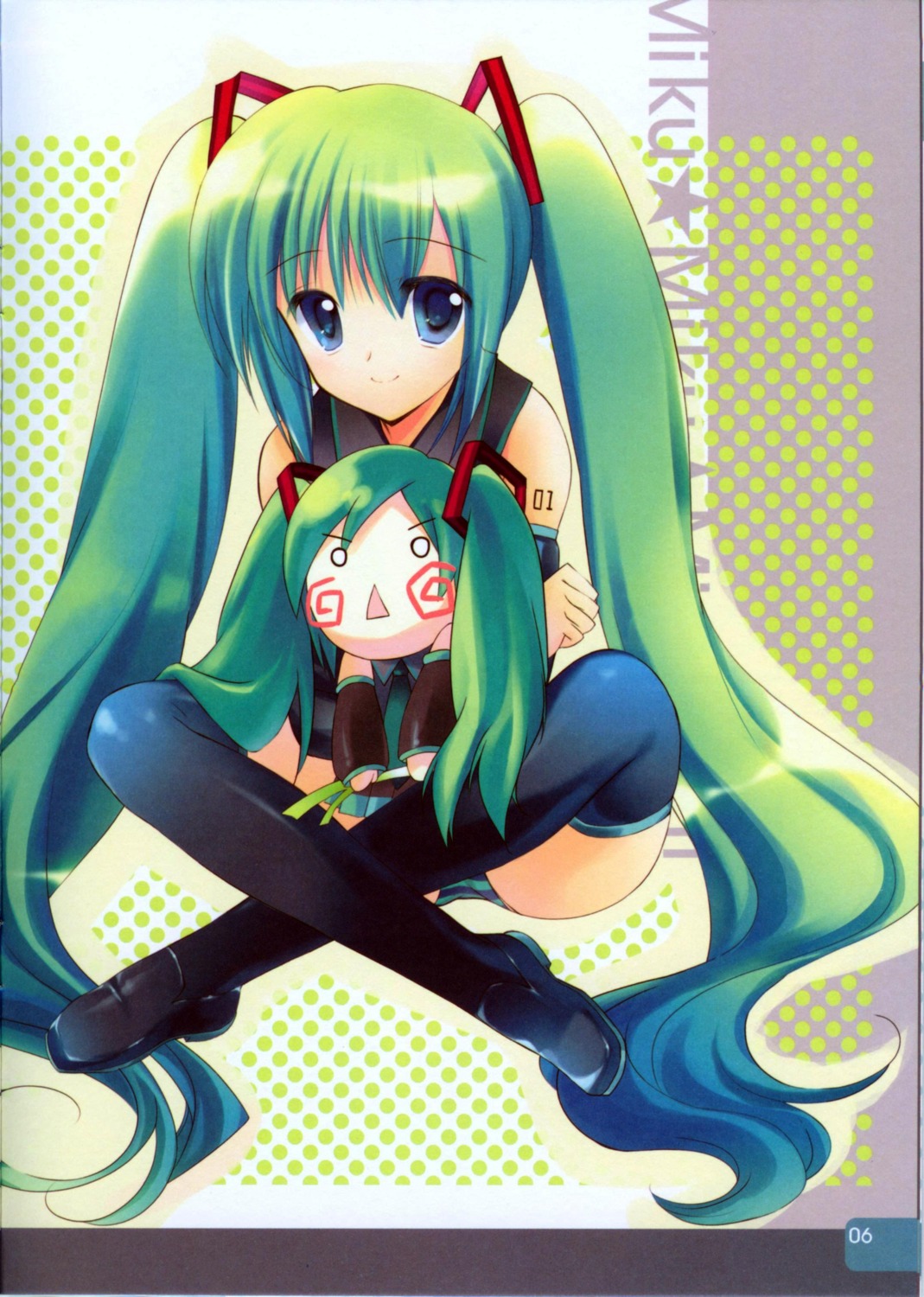 hatsune_miku pantsu rei rei's_room shimapan tattoo thighhighs vocaloid