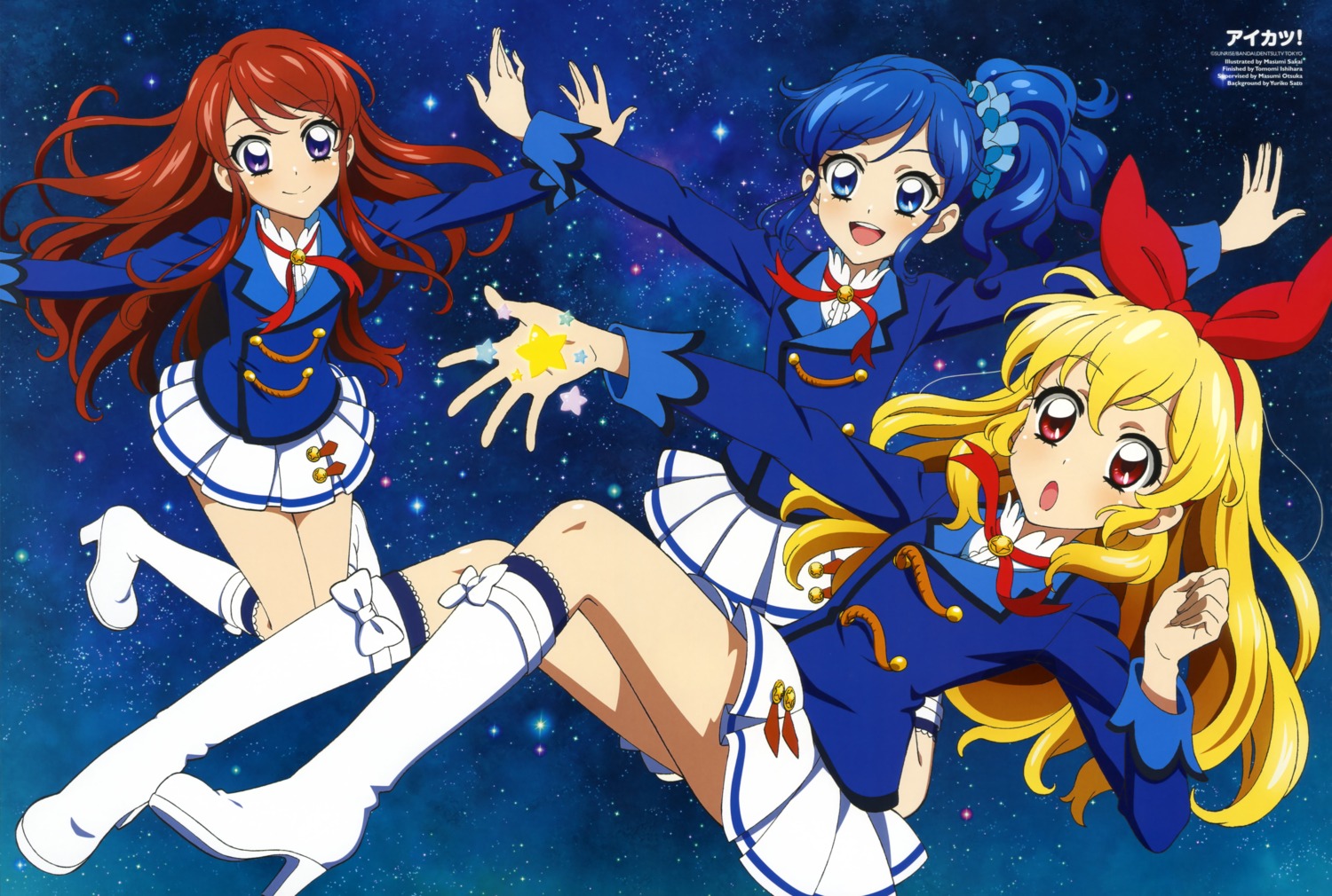 aikatsu! hoshimiya_ichigo kiriya_aoi sakai_masumi seifuku shibuki_ran