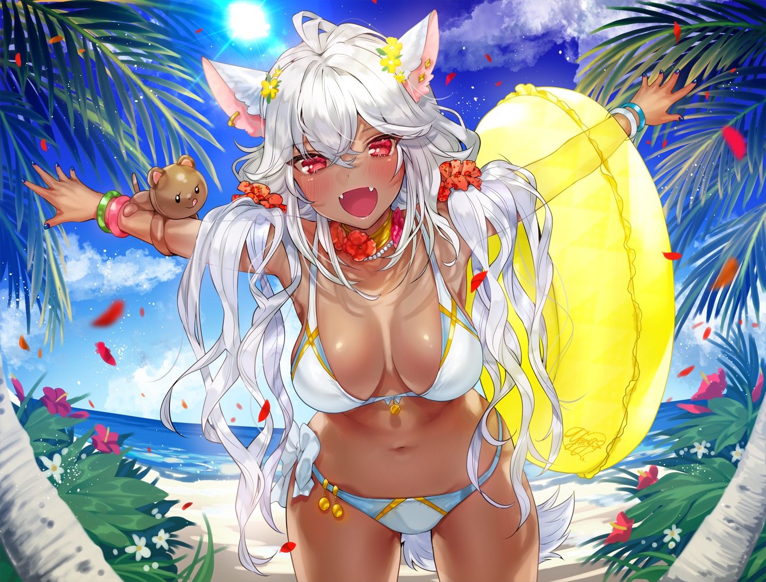 animal_ears bikini cleavage swimsuits tail yanyo_(ogino_atsuki)