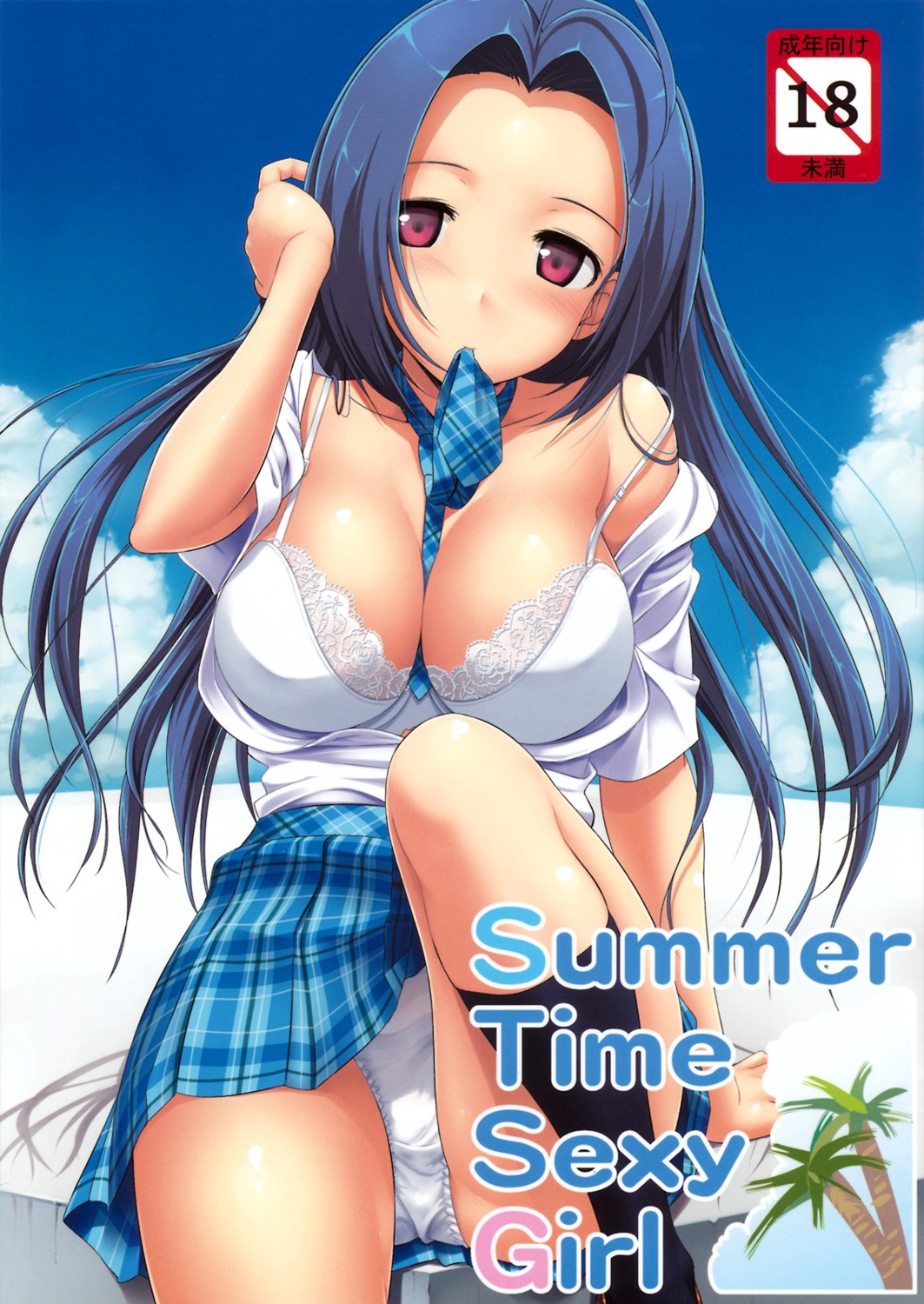 bra cleavage jenoa_cake miura_azusa open_shirt pantsu takayaki the_idolm@ster