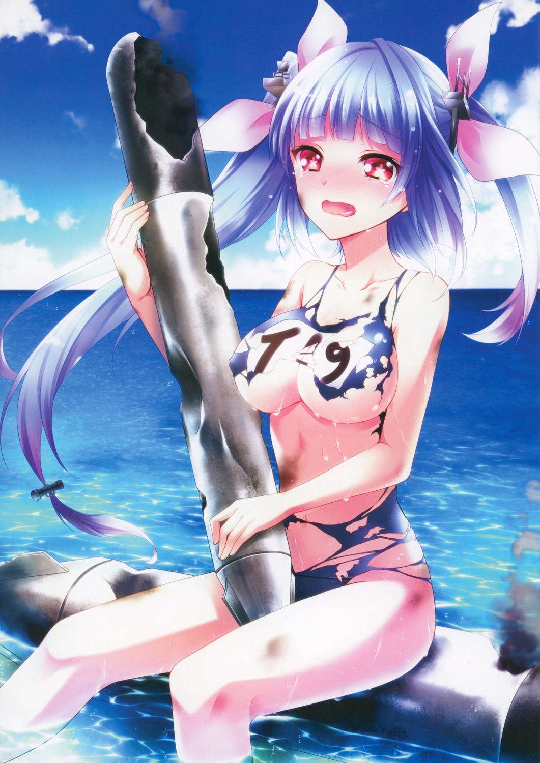 i-19_(kancolle) kantai_collection scanning_artifacts swimsuits tagme torn_clothes wet