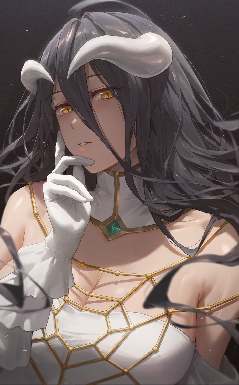 albedo_(overlord) cleavage dress free_style_(yohan1754) horns overlord