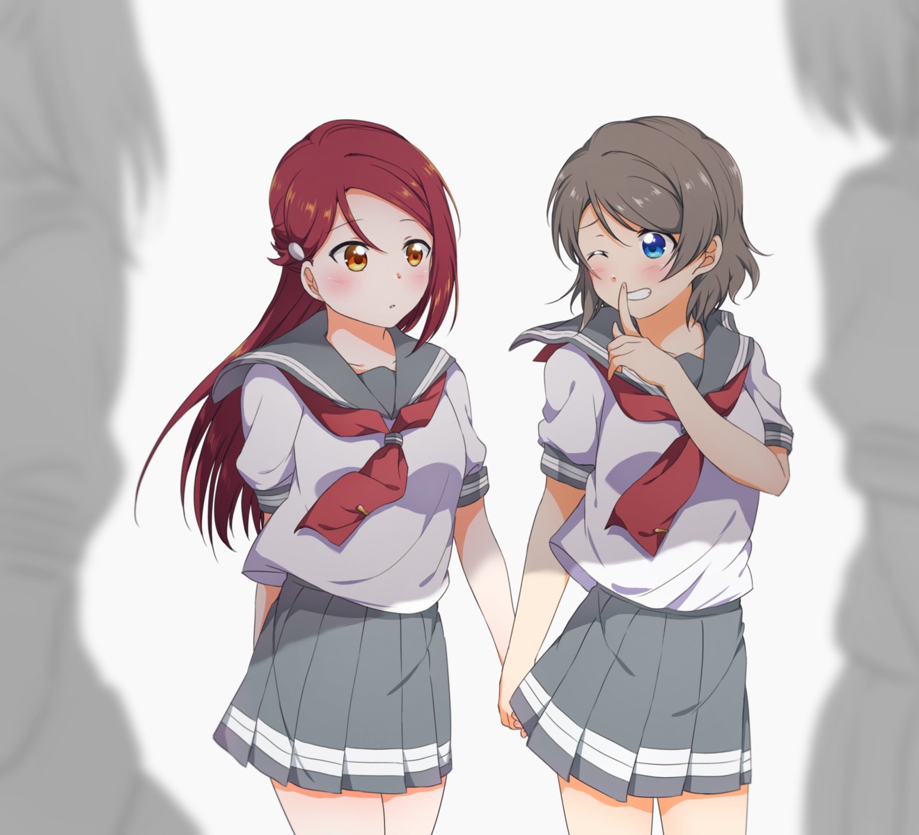 love_live!_sunshine!! sakurauchi_riko seifuku watanabe_you yuchi_(salmon-1000) yuri