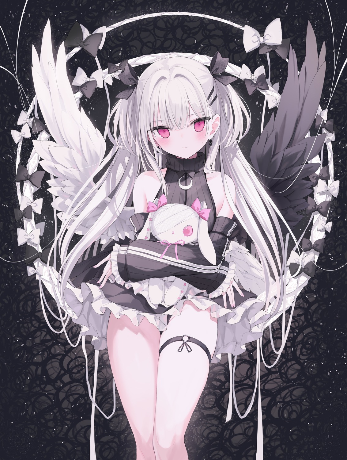 garter nana_(luna_berry) pantsu skirt_lift wings