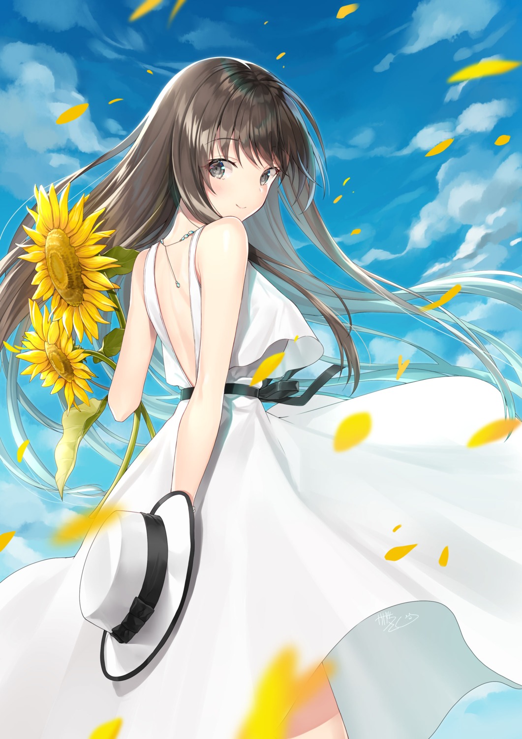 dress kagachi_saku no_bra skirt_lift summer_dress