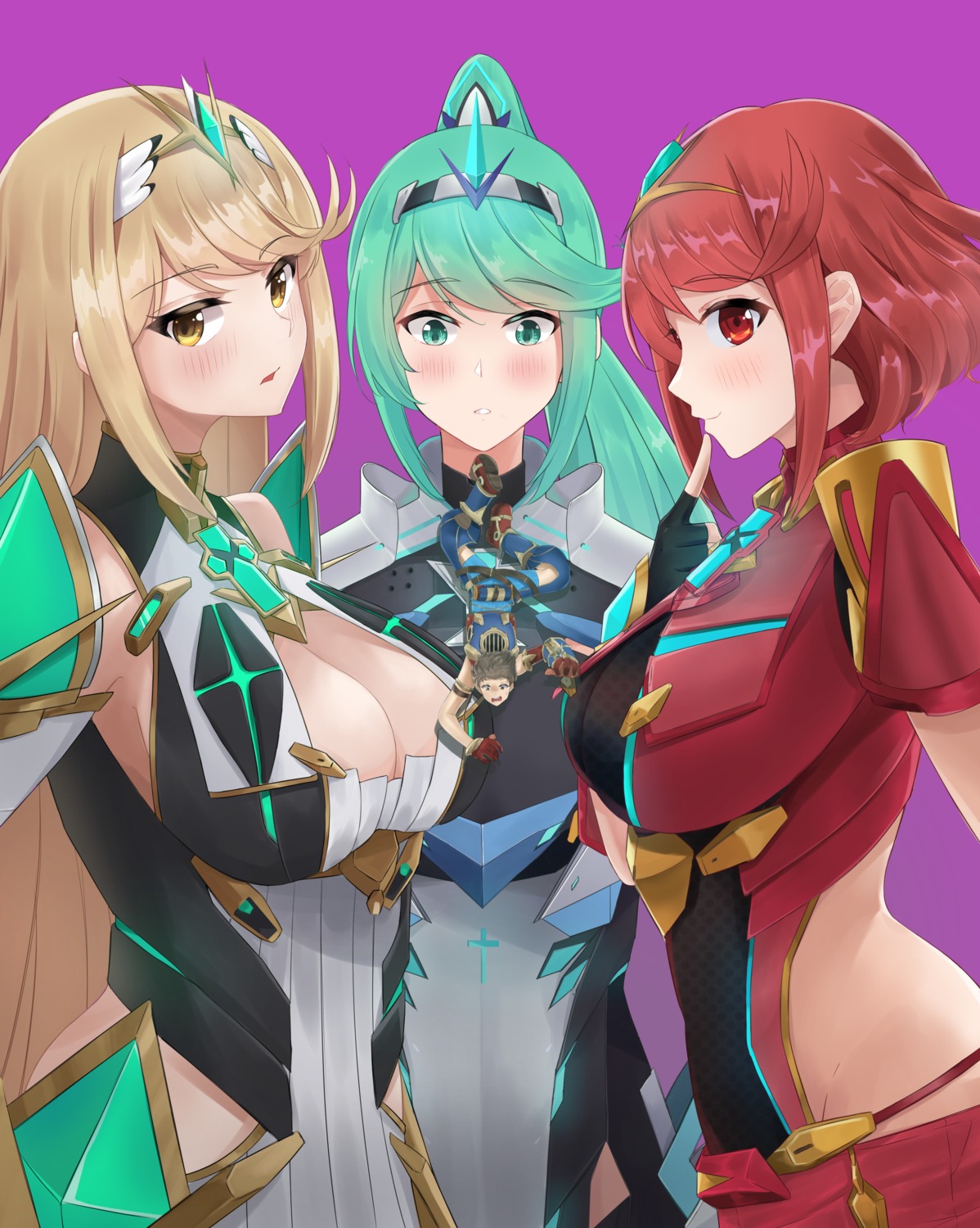 armor cleavage dress hikari_(xenoblade_2) homura_(xenoblade_2) leotard pneuma_(xenoblade_2) tagme xenoblade xenoblade_chronicles_2