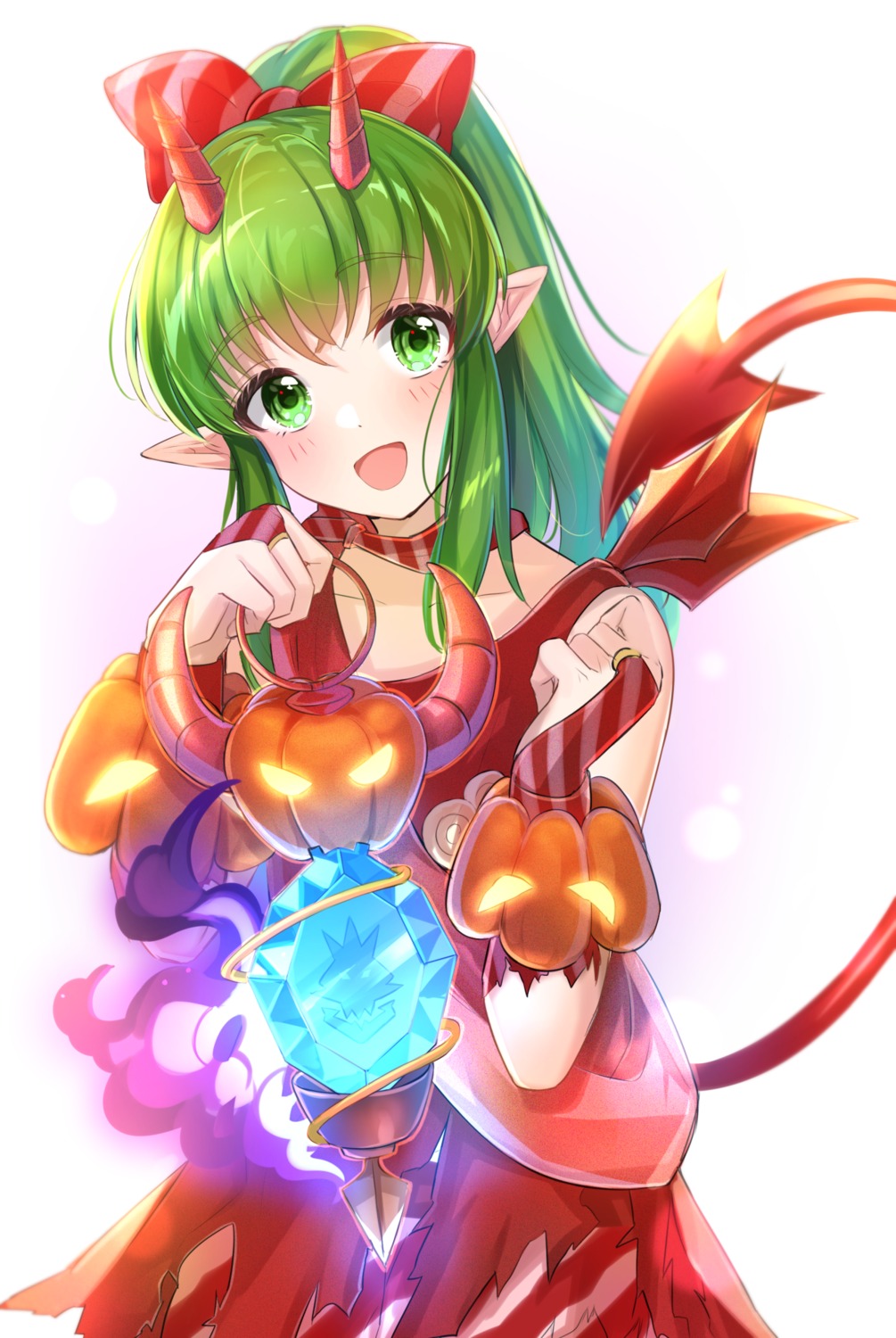 chiki dress fire_emblem fire_emblem:_shin_ankoku_ryuu_to_hikari_no_ken fire_emblem_heroes halloween horns pointy_ears satoimo_chika tail tiki_(fire_emblem) torn_clothes