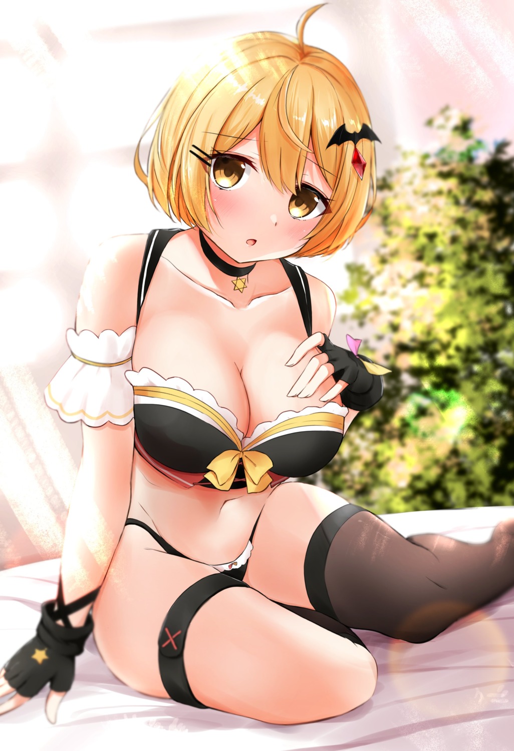 bra cleavage ex_idol garter hololive pantsu thighhighs yozora_mel