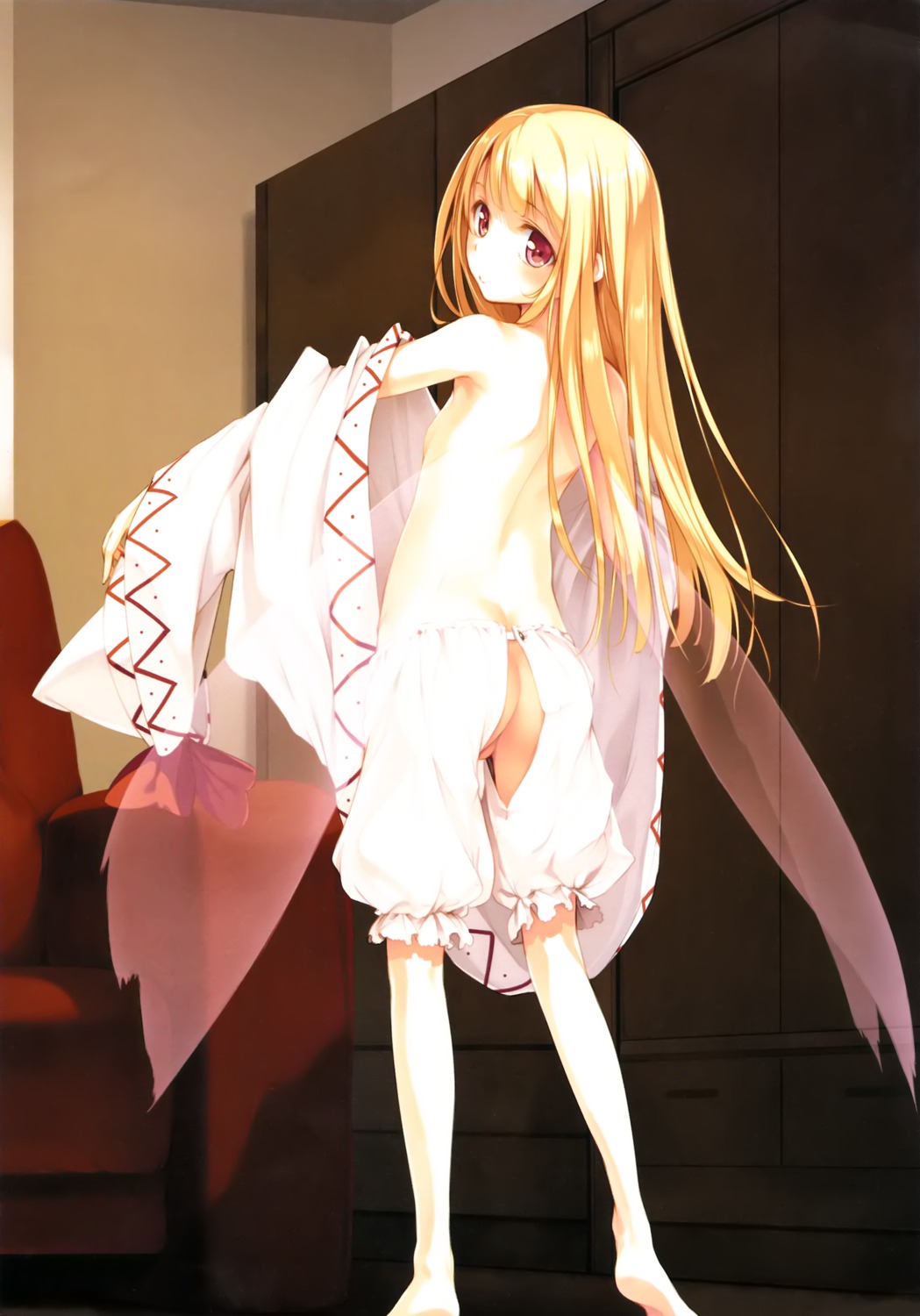 ass bloomers gekidoku_shoujo graphic ke-ta lily_white loli nopan photoshop topless touhou undressing wings