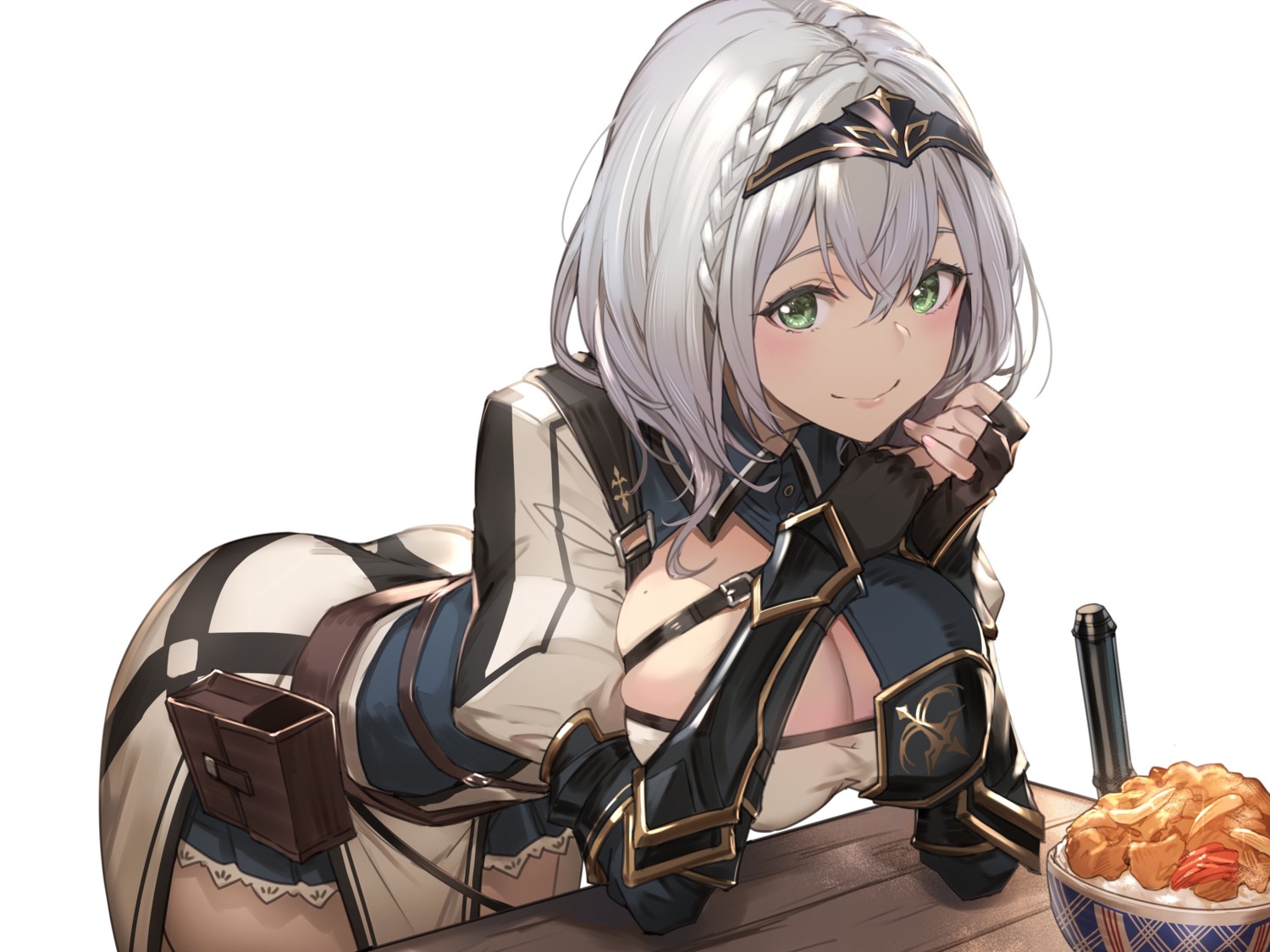 armor breast_hold cleavage hololive kakage shirogane_noel