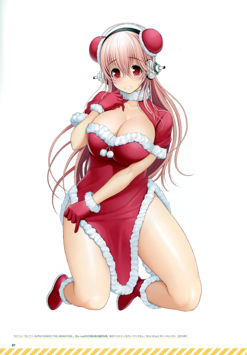 christmas cleavage headphones sonico super_sonico tsuji_santa