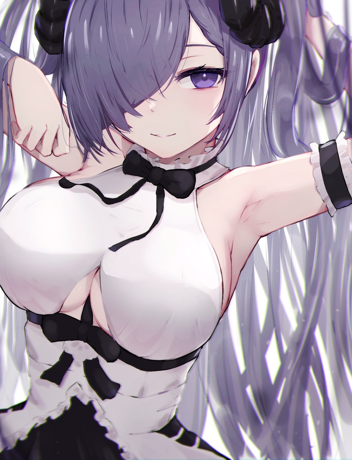 august_von_parseval_(azur_lane) azur_lane horns maid no_bra reizouko