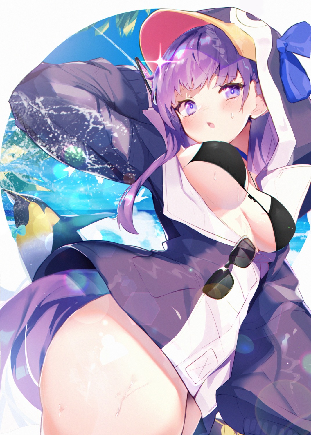 bikini fantongjun fate/grand_order meltryllis open_shirt penguin swimsuits wet