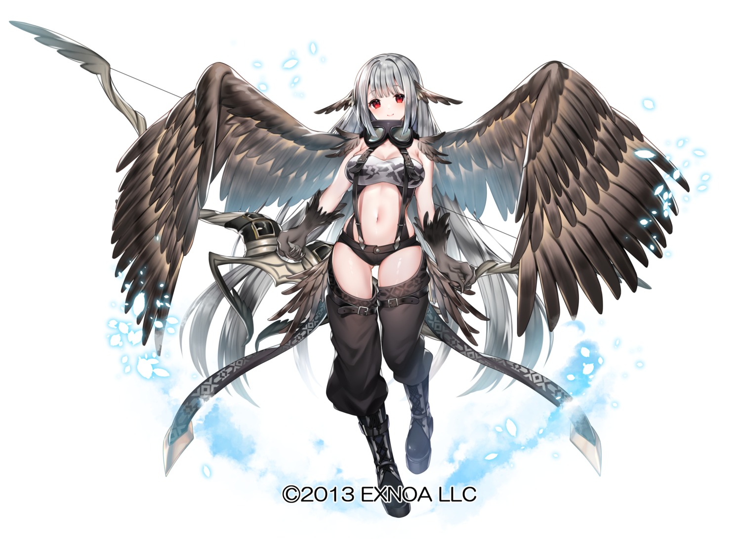 cleavage garter sakofu sennen_sensou_aigis weapon wings