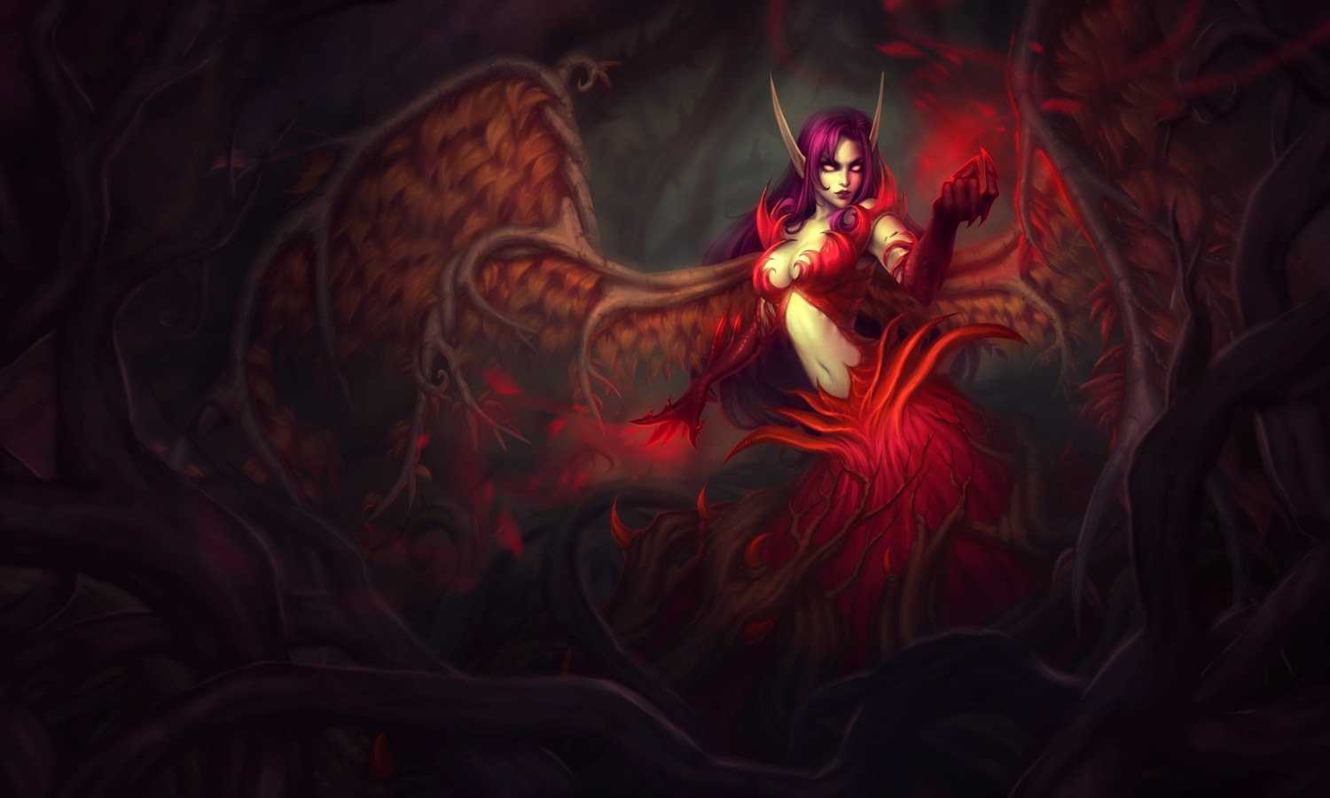 cleavage league_of_legends pointy_ears tagme wings