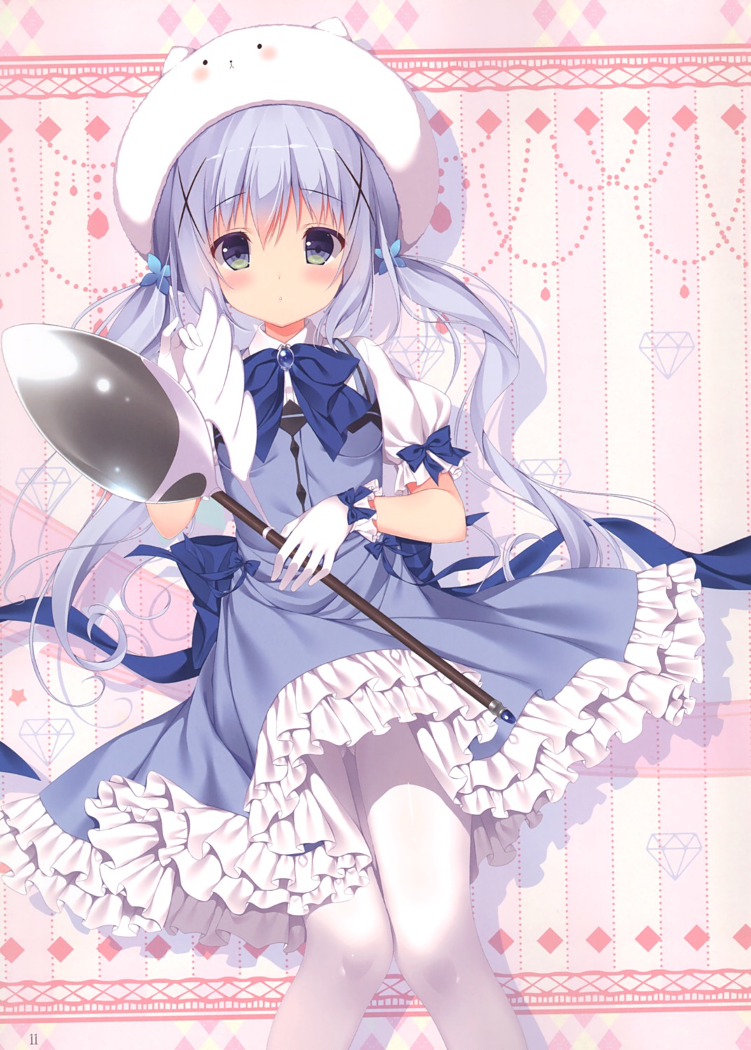 chocolate_cube gochuumon_wa_usagi_desu_ka? kafuu_chino miwa_futaba pantyhose waitress