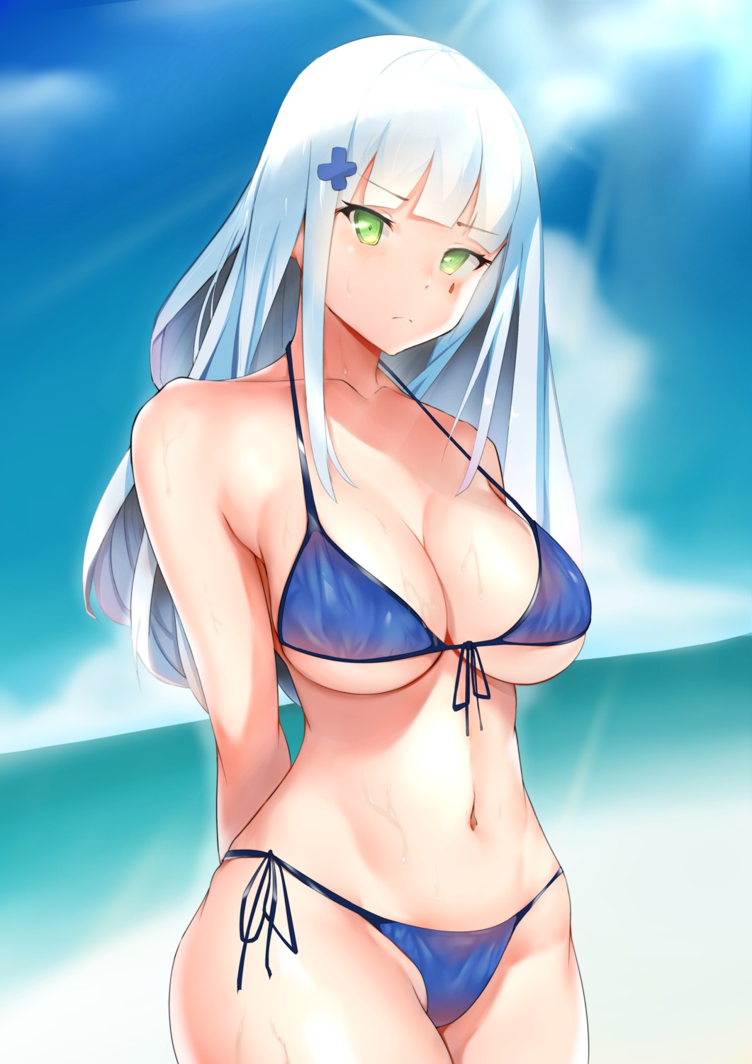 bikini cleavage girls_frontline hk416_(girls_frontline) swimsuits tattoo underboob wet xperiajoker