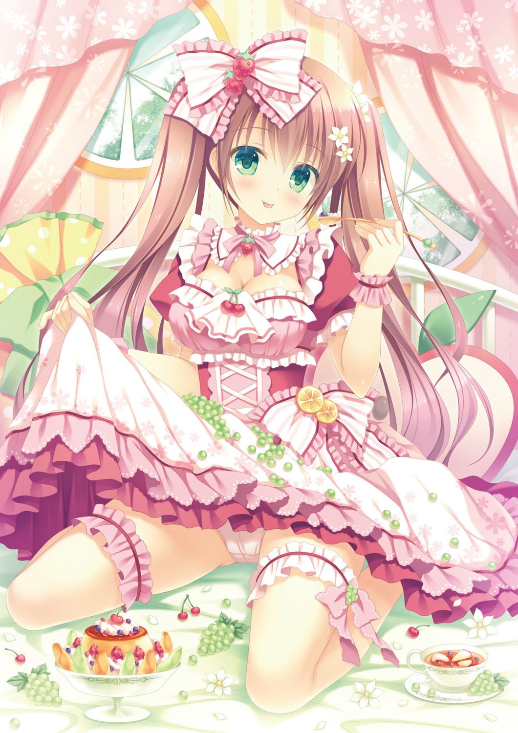 garter lolita_fashion pantsu skirt_lift takano_yuki thighhighs