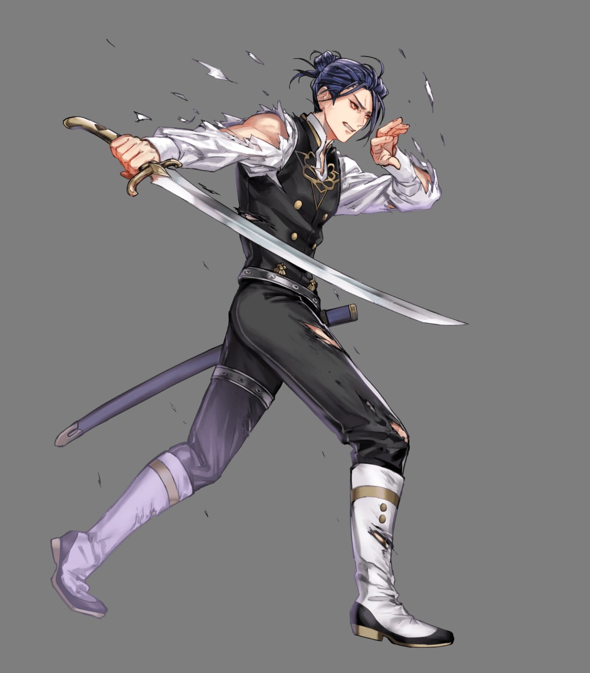 cloverk felix_(fire_emblem) fire_emblem fire_emblem_three_houses male nintendo sword torn_clothes uniform