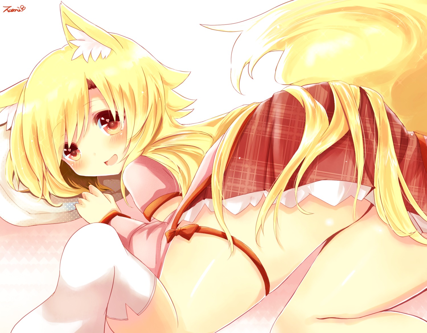 animal_ears garter kitsune naomi_(sekai_no_hate_no_kissaten) tail