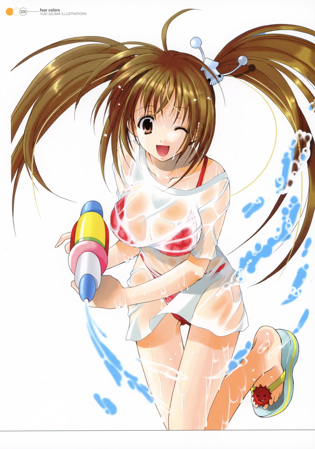 azuma_yuki bikini cleavage see_through swimsuits wet_clothes