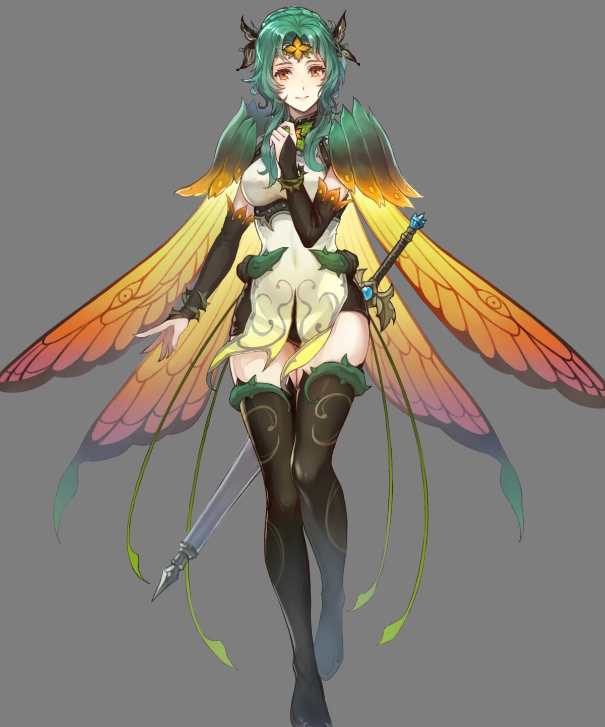 armor duplicate elincia_ridell_crimea fairy fire_emblem fire_emblem:_souen_no_kiseki fire_emblem_heroes niji_hayashi nintendo sword thighhighs transparent_png wings