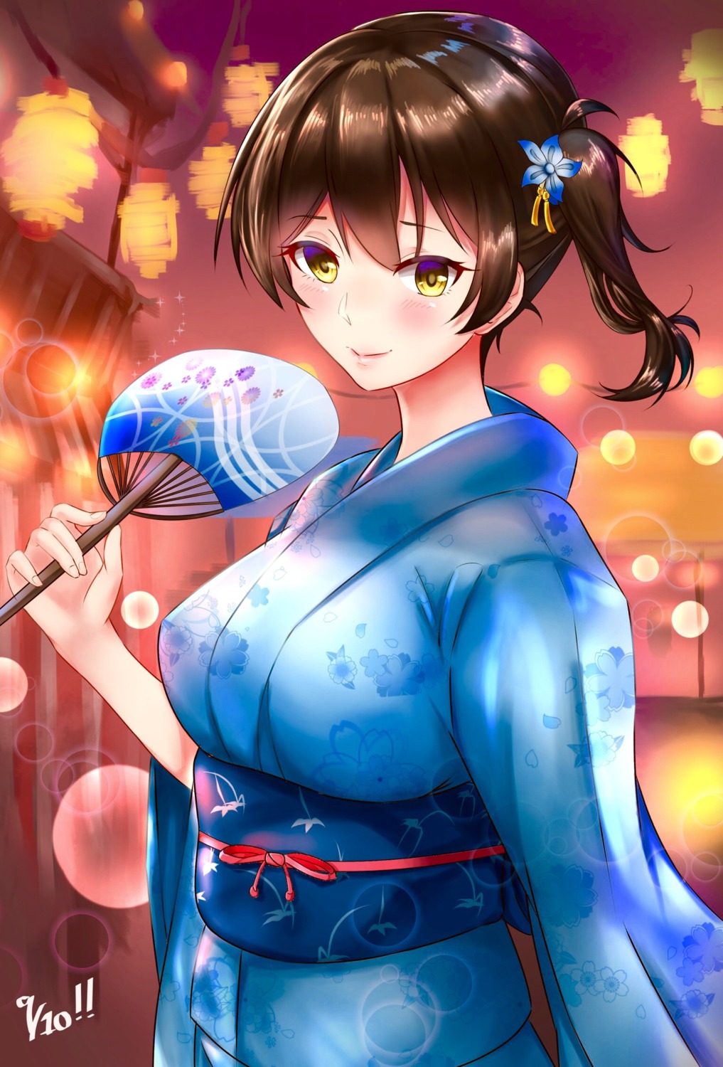 kaga_(kancolle) kantai_collection kazu_oekaki yukata