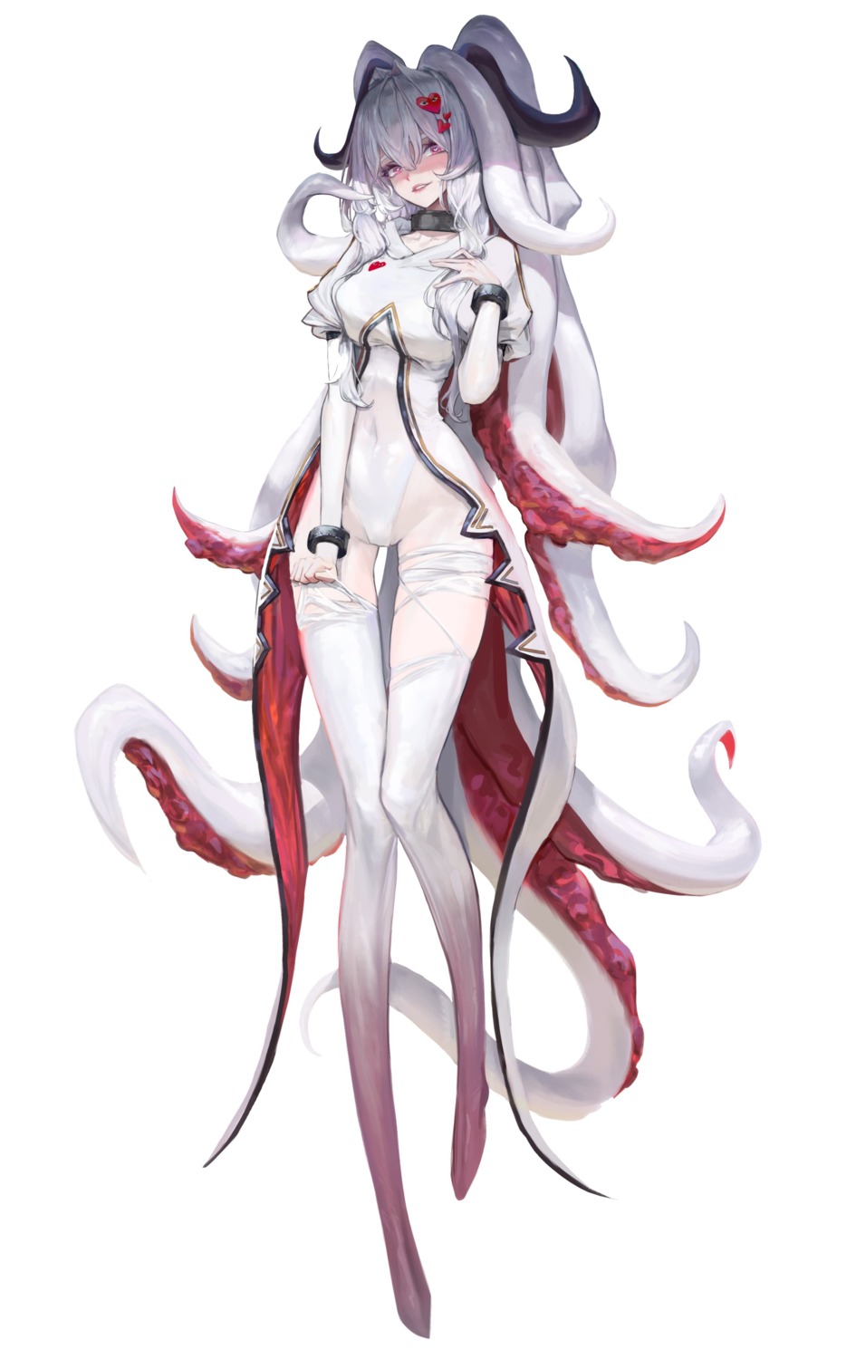 cha_neung horns leotard monster_girl tentacles thighhighs torn_clothes