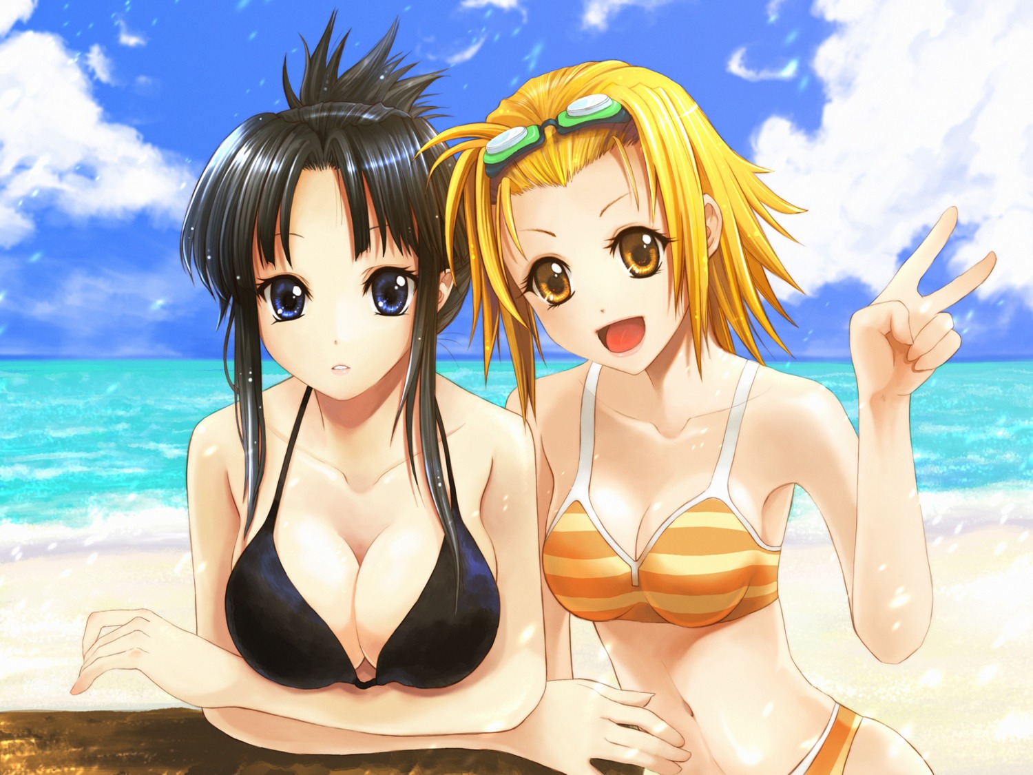 akiyama_mio bikini cleavage k-on! les swimsuits tainaka_ritsu wallpaper