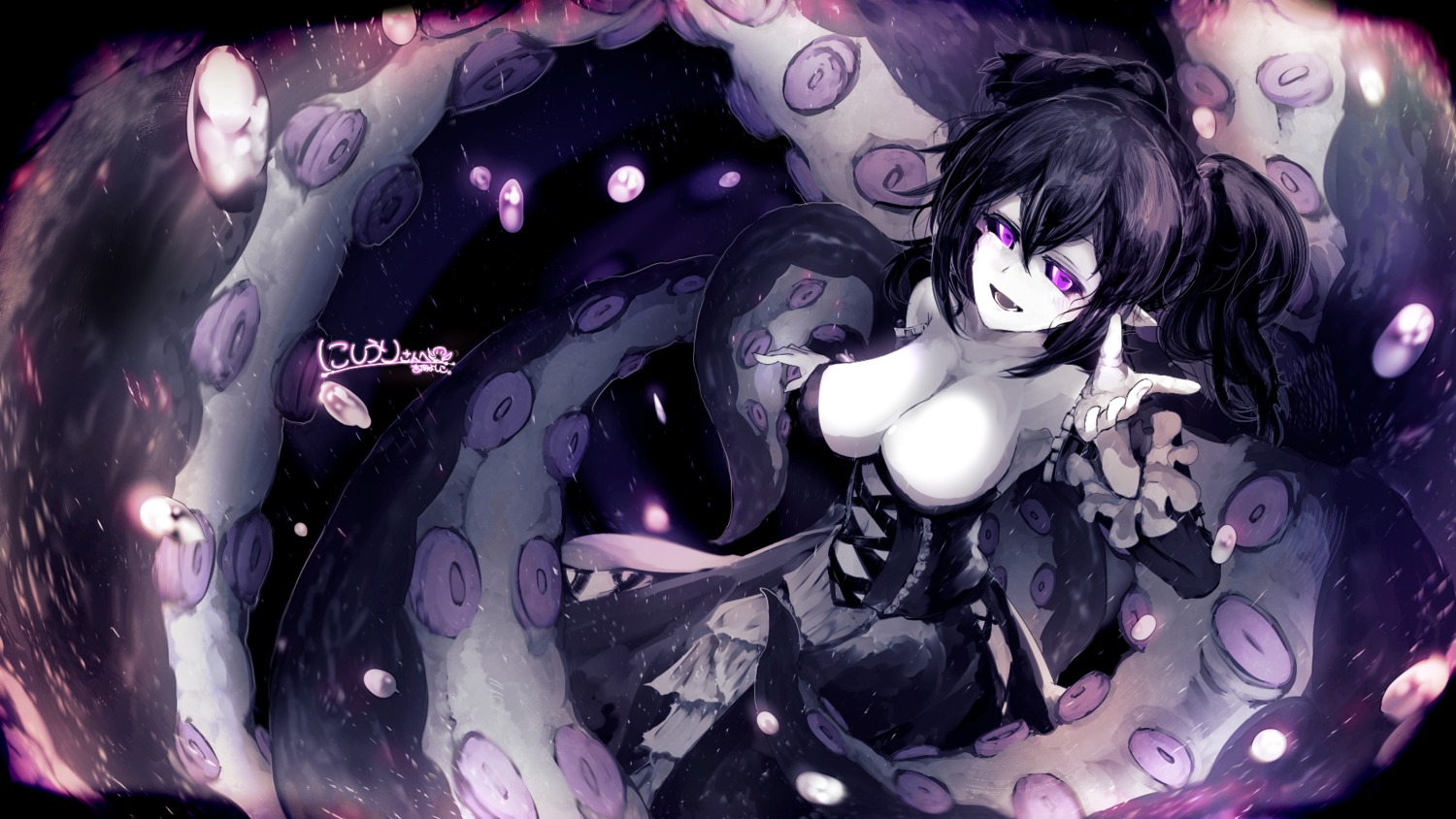 lolita_fashion monster_girl no_bra pointy_ears tagme tentacles wallpaper