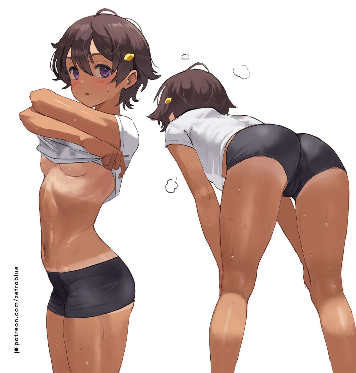 ass cameltoe make_heroine_ga_oosugiru! no_bra see_through shirt_lift tan_lines undressing wet yakishio_lemon zefrableu