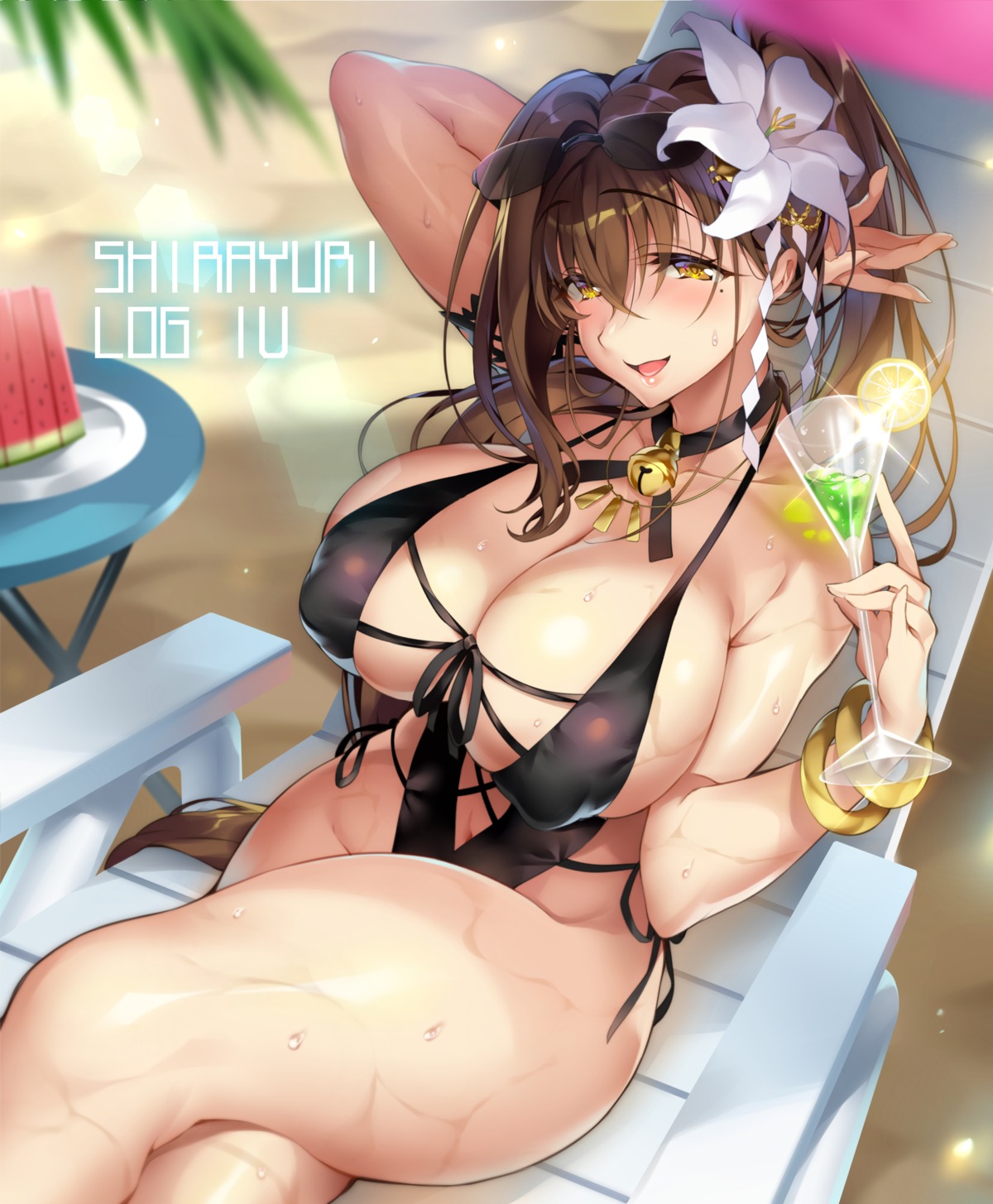 cleavage erect_nipples kanpani_girls megane senri_gan shirayuri_sakura swimsuits wet