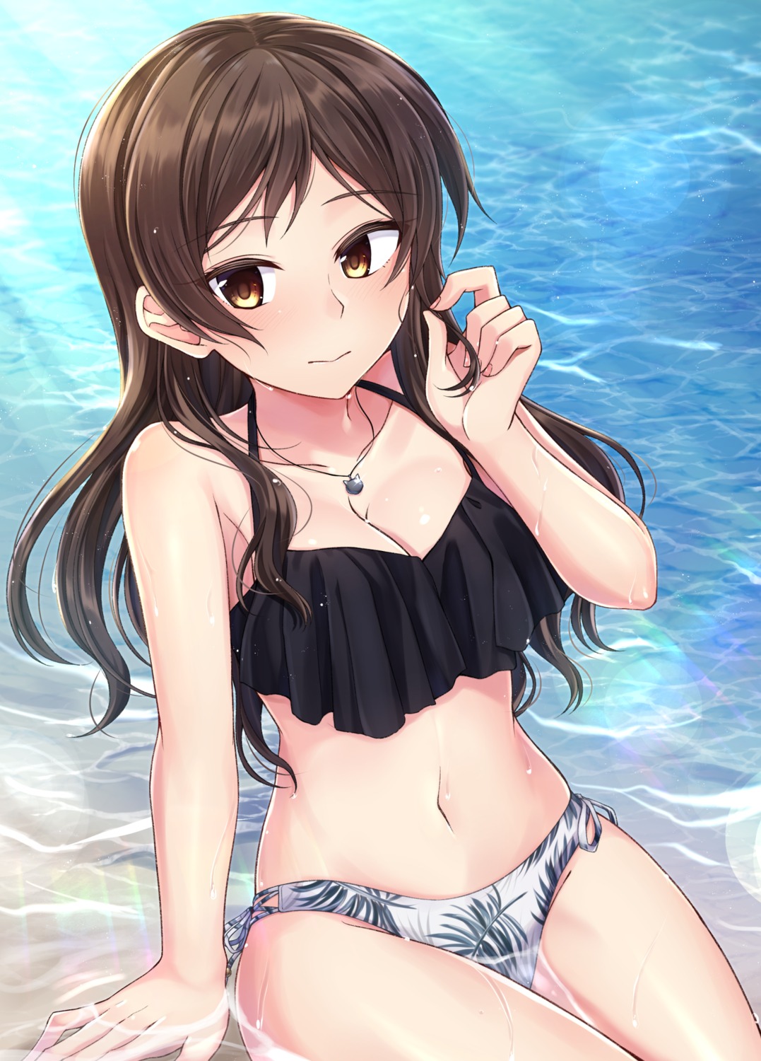 bikini cleavage kitazawa_shiho kuroto_yuu swimsuits the_idolm@ster the_idolm@ster_million_live! wet