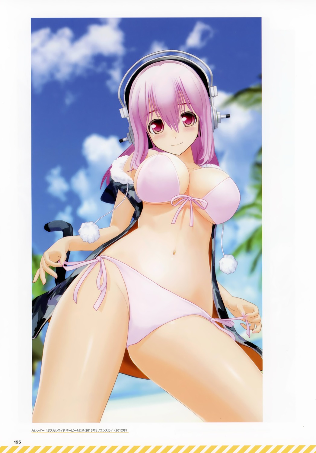 bikini bleed_through cleavage cropme headphones open_shirt scanning_dust sonico super_sonico swimsuits tsuji_santa underboob