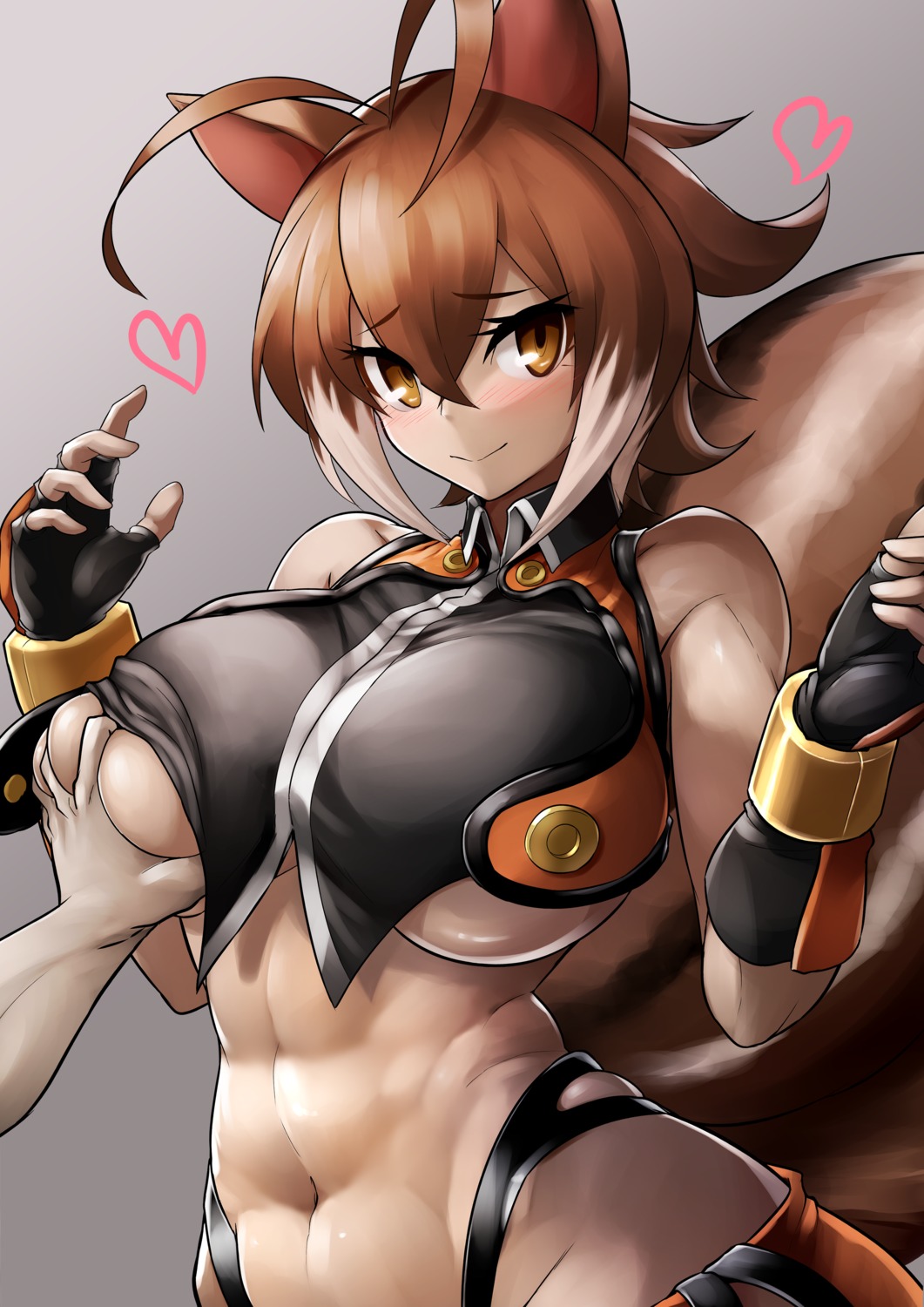 animal_ears blazblue breast_grab makoto_nanaya no_bra pantsu tagme tail underboob