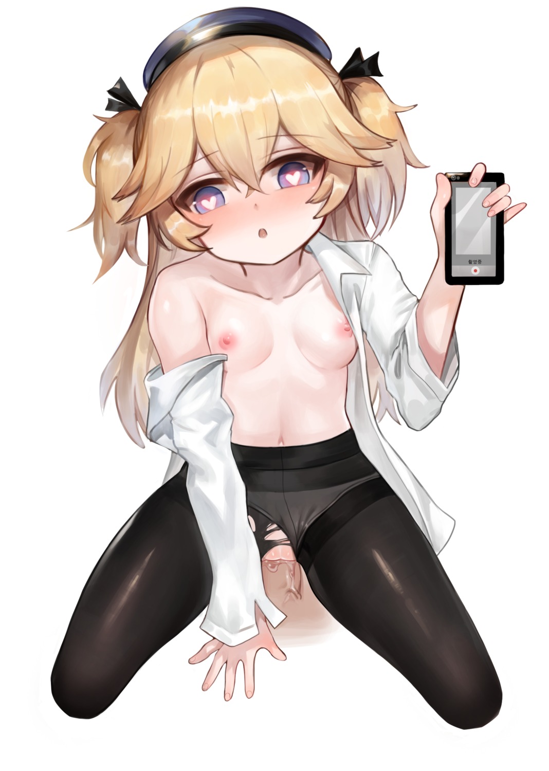 breasts dokomon dress_shirt girls_frontline nipples no_bra open_shirt pantsu pantyhose penis pussy sex super_shorty_(girls_frontline) torn_clothes