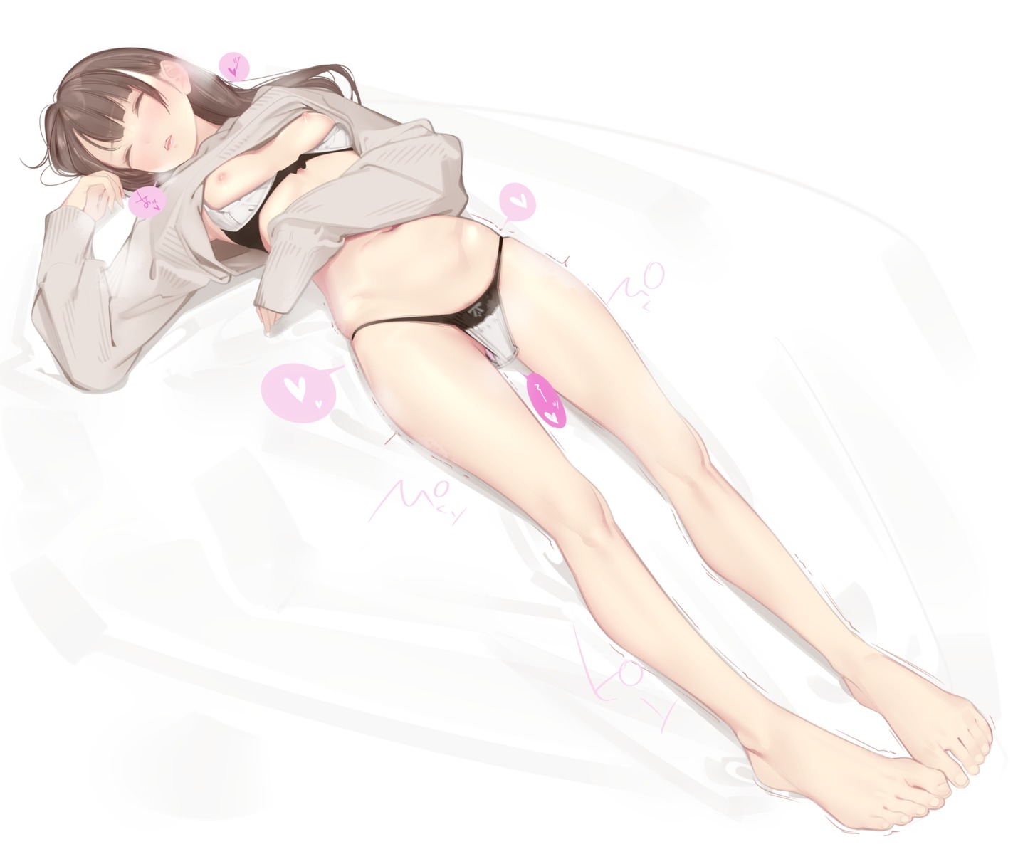 ama_mitsuki bra breasts feet nipples pantsu panty_pull shirt_lift sweater vibrator