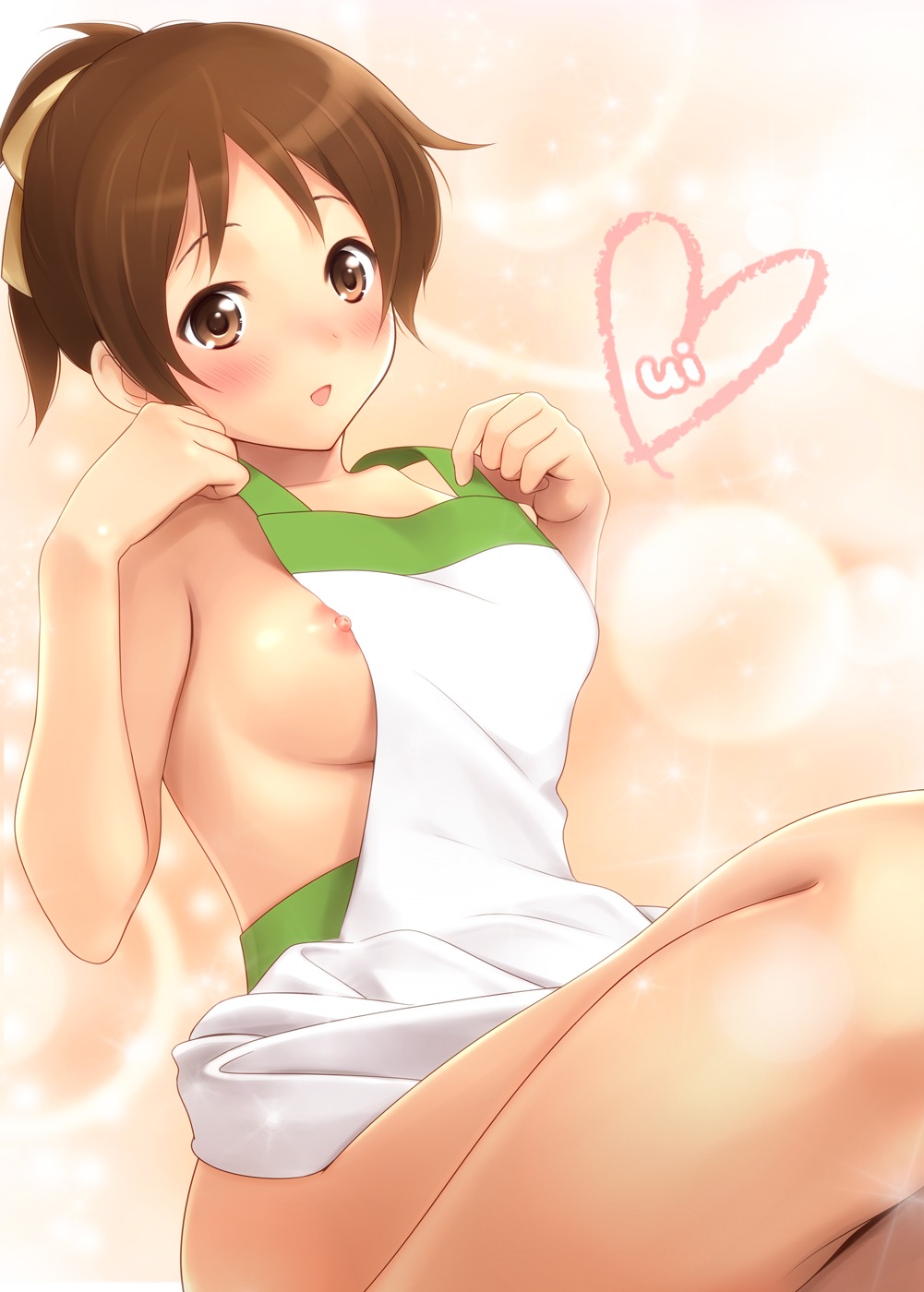 hirasawa_ui k-on! naked_apron nipple_slip nipples serizawa