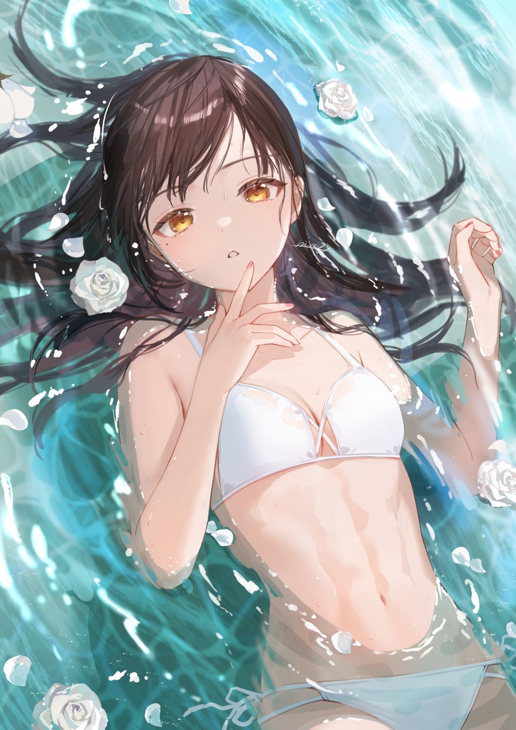 bikini nima_(niru54) see_through swimsuits wet wet_clothes