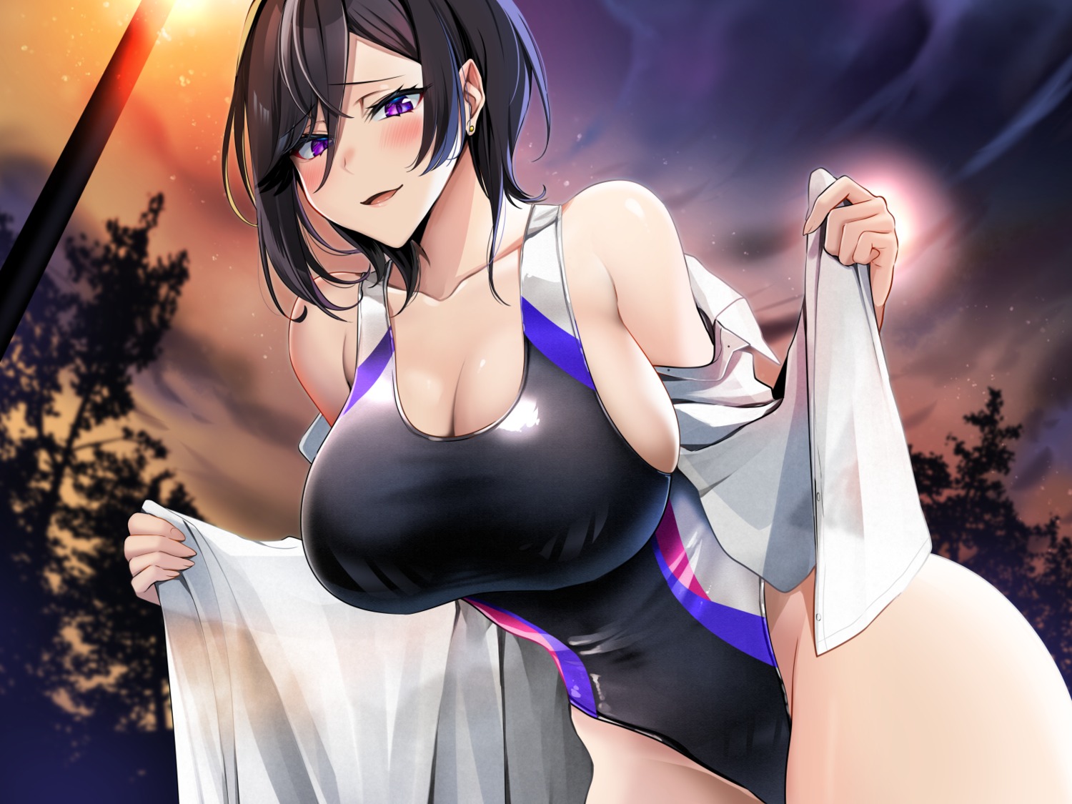 cleavage dress_shirt swimsuits undressing yunamaro