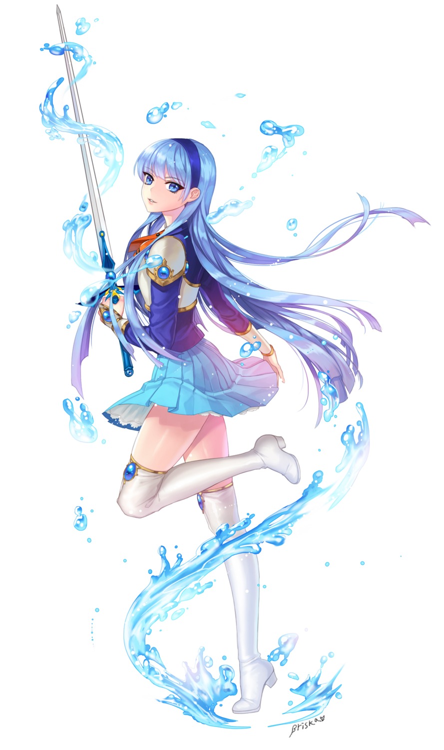 briska magic_knight_rayearth ryuuzaki_umi seifuku stockings sword thighhighs