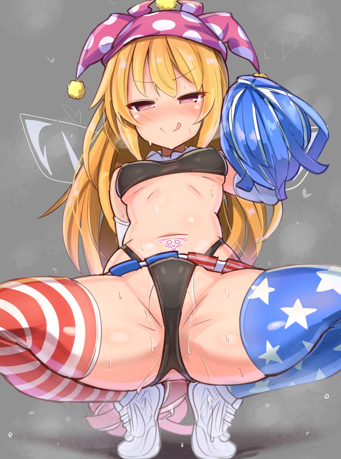 bra cheerleader clownpiece erect_nipples jakko pantsu tattoo thighhighs touhou