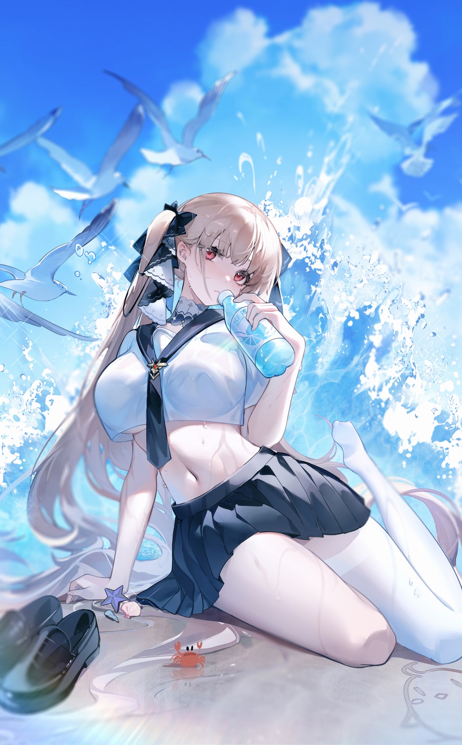 azur_lane formidable_(azur_lane) see_through seifuku thighhighs wet wet_clothes yu_jiu