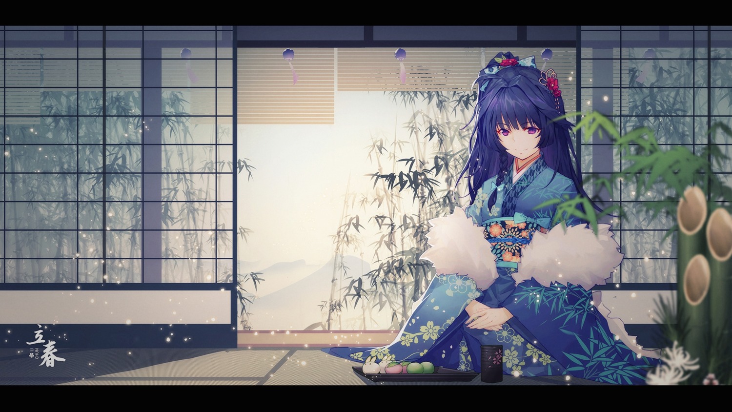 benghuai_xueyuan honkai_impact kimono landscape raiden_mei wallpaper wei_(ako_)