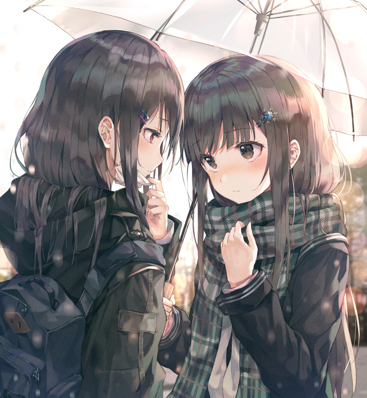 huwari_(dnwls3010) seifuku umbrella yuri