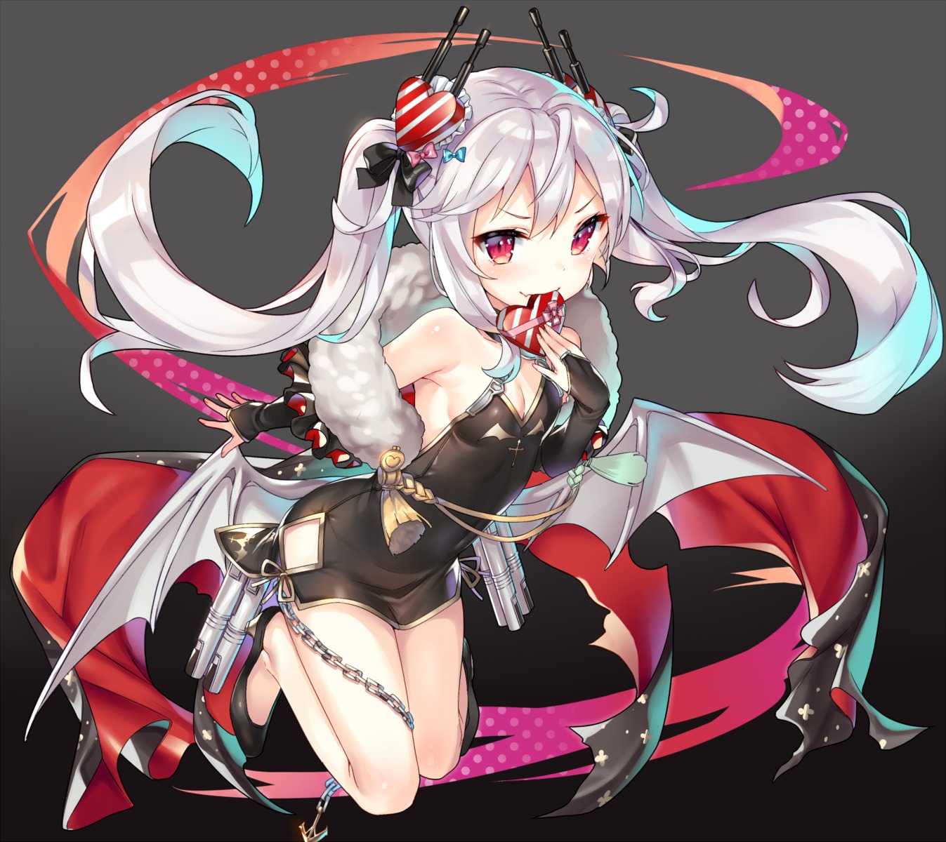 azur_lane chinadress cleavage heels mokyu valentine vampire_(azur_lane) wings