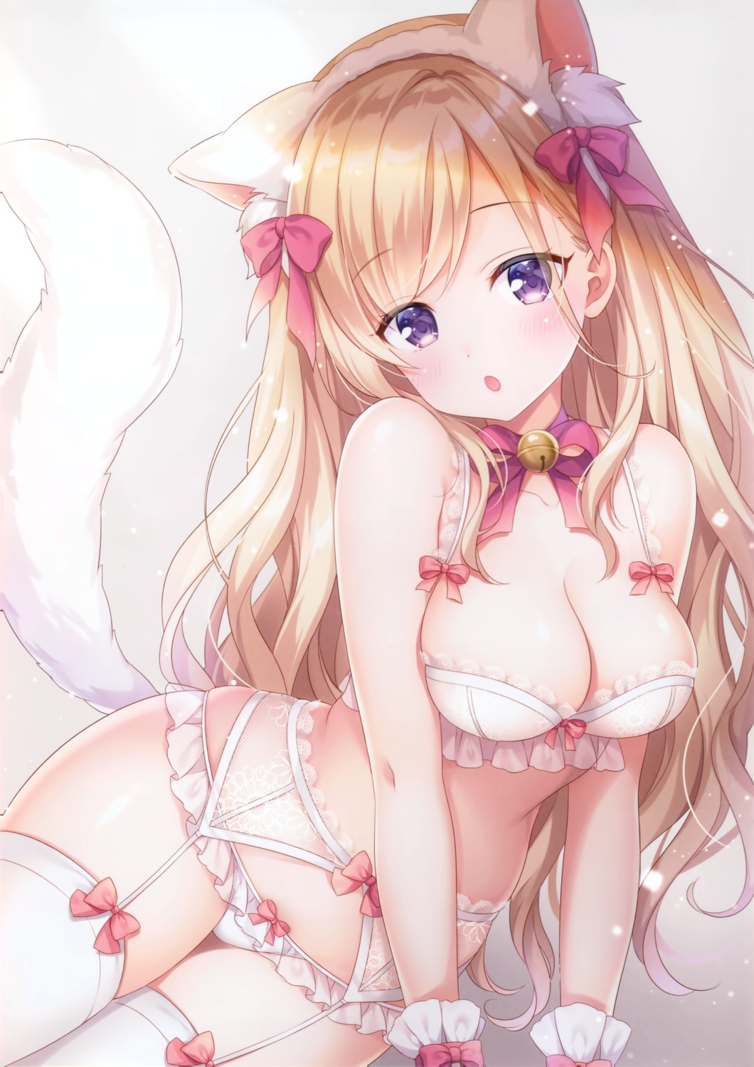 animal_ears bra garter_belt mermerry mitsuba_choco pantsu stockings tail thighhighs